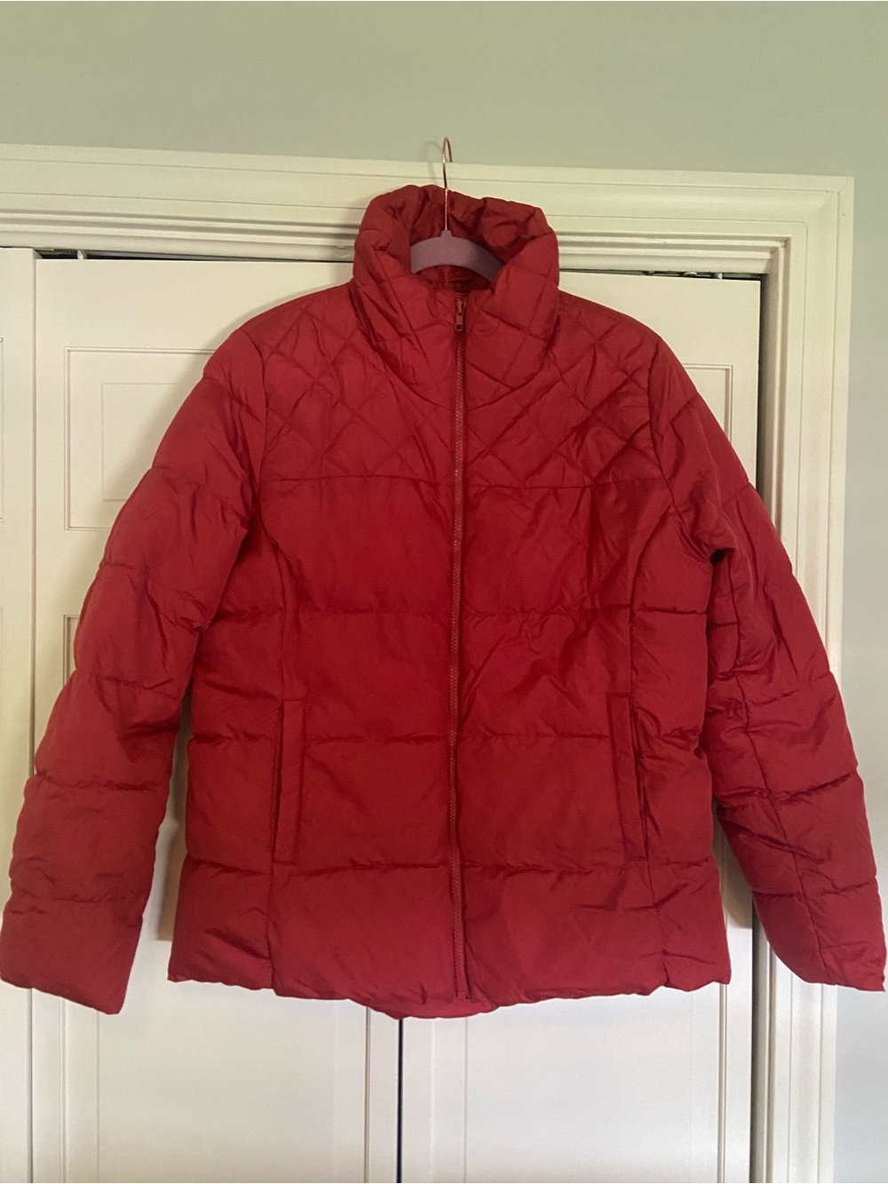 Women's Red Quilted Puffer Jacket